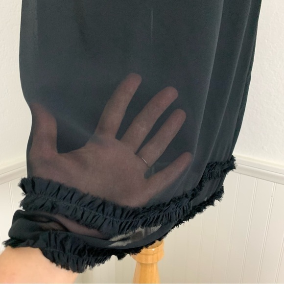 Vintage CDC Petites Y2K 90s Ruffle Spaghetti Strap Little Black Dress - Picture 8 of 14